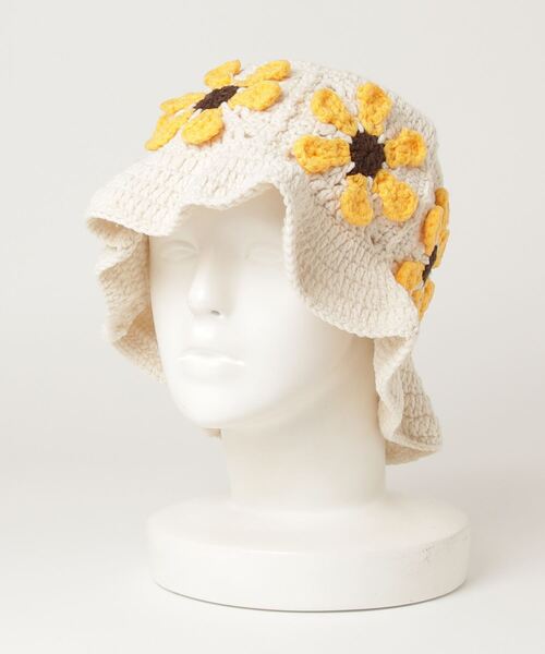 帽子 ハット 「HIKA」花モチーフニットHAT レディース メンズ