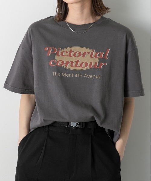 deuxiemeclasse ビンテージ風ロングＴ　ロゴＴ coen tシャツ メタリックロゴプリントロングスリーブTシャツ