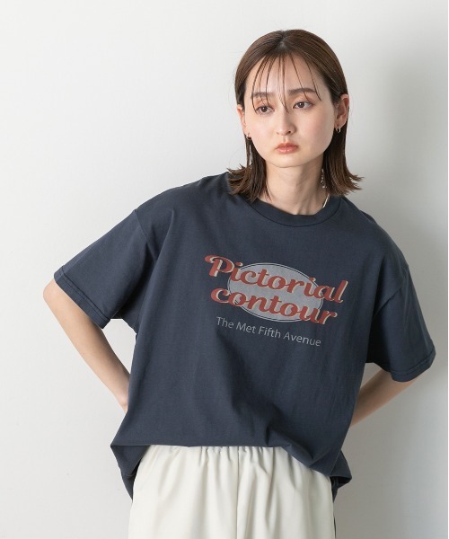 ad thie tシャツ ヴィンテージ風ロゴ ピグメントTシャツ