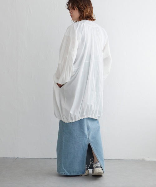 notch. ブルゾン アウター ノーカラーロングブルゾン レディース