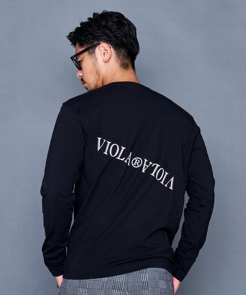 VIOLA rumore ブラック VネックTシャツ メンズ 長袖 XLサイズ VIOLA tシャツ 「VIOLA rumore/ヴィオラ ルモーレ」P.T入り切替V