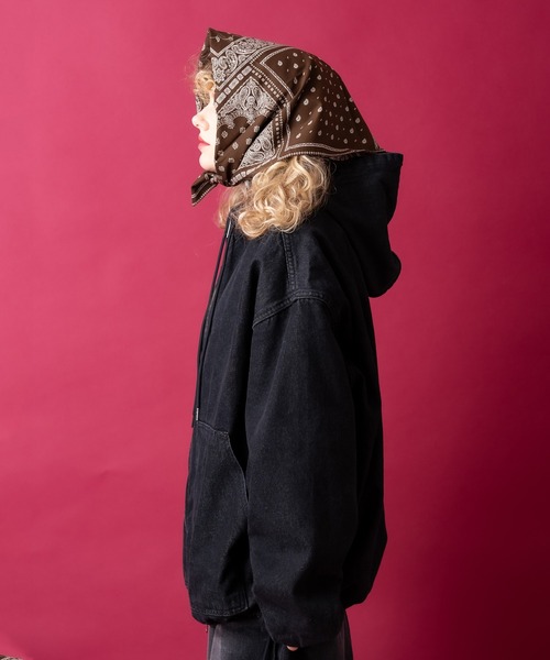 MAGIC STICK ペイズリー コージーニットバンダナストール ユニセックス Cozy Knit Bandana Stole (FADE NAVY PAISLEY) – MAGIC STICK