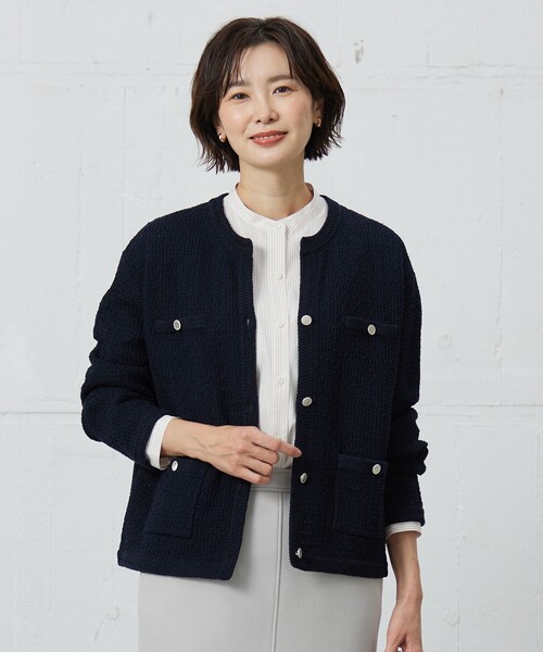 カーディガン 「洗える」DAILY TWEED ニット アウター レディース
