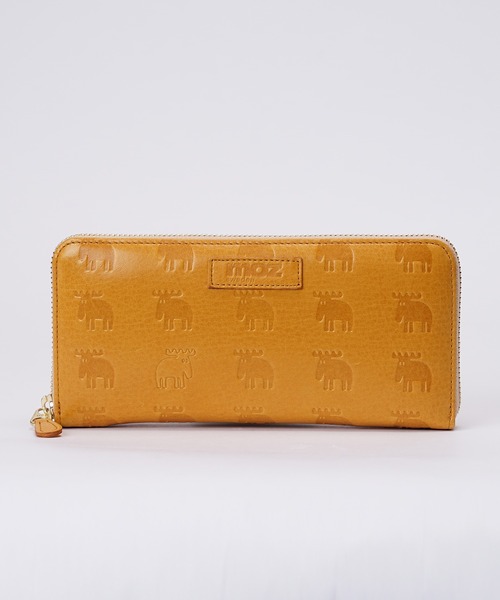【新品未使用】moz モズ　長財布　本革　グリーン×ナチュラル　箱付　s90 モズ moz 財布 ラウンド長財布 本革 革 牛革 財布 長財布
