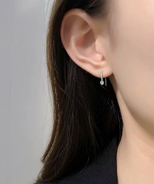 ALWAYS GOOD TIME ピアス ドロップピアス/ストーン/1粒/フープピアス