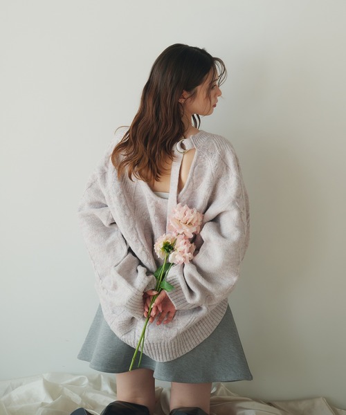ニット セーター back open 2way mix cable knit / バックオープン 2way ミックスケーブルニット レディース back open 2way mix cable knit / バックオープン 2way ミックス