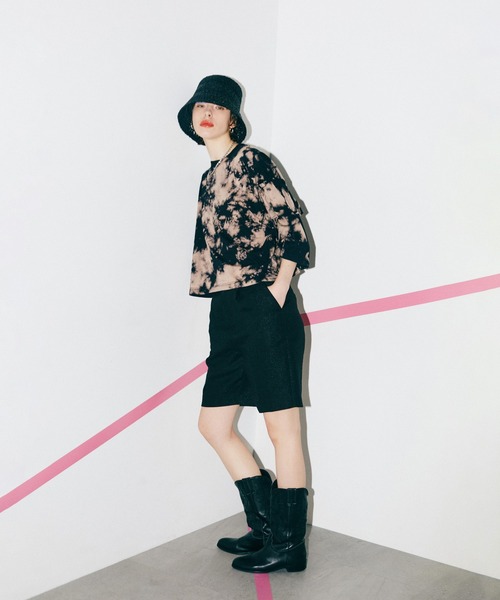 ROSE BUD（ローズバッド） レース×タイダイ柄 Tシャツ ローズバッド ROSE BUD シアーレースシャツ （ホワイト