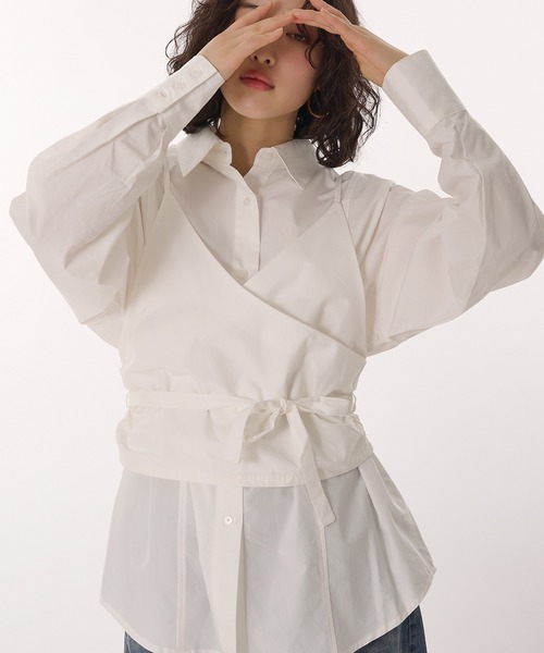 ブラウス シャツ 「set item」shirt ＆ bustier / シャツビスチェセット レディース MUHET（ミュエータ）の「【set item】shirt & bustier / シャツ
