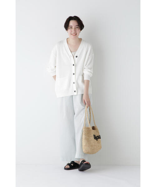 ◆【ウォッシャブル】ペーパーヤーンミドル丈カーディガン human woman カーディガン 「ウォッシャブル」ペーパーヤーン