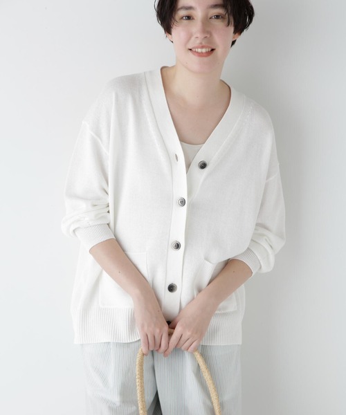 ◆【ウォッシャブル】ペーパーヤーンミドル丈カーディガン human woman カーディガン 「ウォッシャブル」ペーパーヤーン