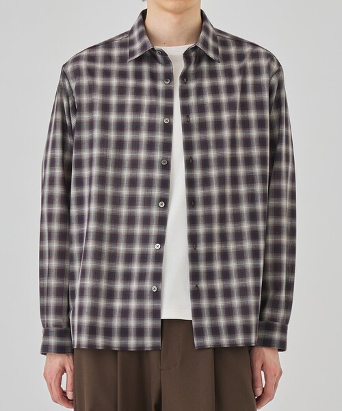 【mitsu】UNITEDTOKYO ウールオンブレチェックシャツ ウール オンブレチェックシャツ(1 BROWN): : メンズ｜UNITED
