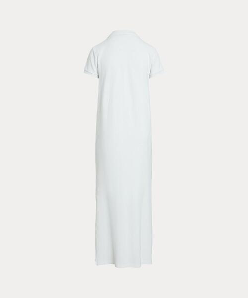 Polo Ralph Lauren☆コットンマキシドレス ホワイト ベルテッド コットン オックスフォード シャツドレス （ロング
