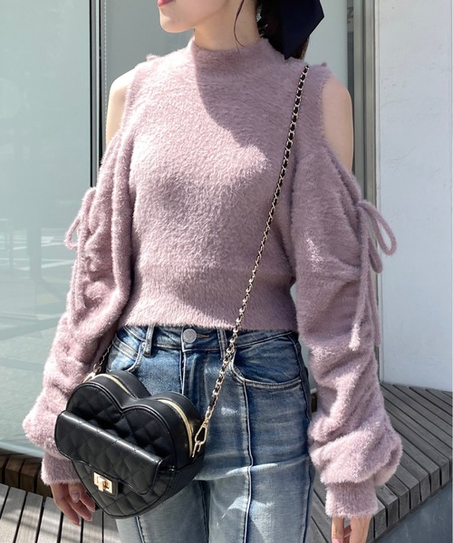 「abc une face」 長袖ニット FREE ピンク レディース_画像3