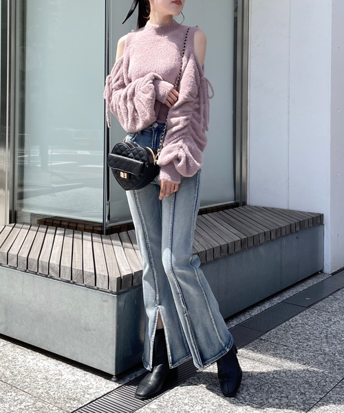 「abc une face」 長袖ニット FREE ピンク レディース_画像8