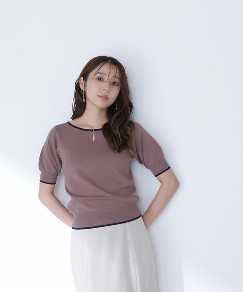 ニット セーター バイカラーメタルポイントニット レディース NATURAL BEAUTY BASIC ニット セーター バイカラーメタル