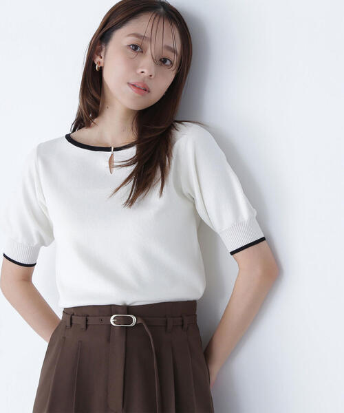 ニット セーター バイカラーメタルポイントニット レディース NATURAL BEAUTY BASIC ニット セーター バイカラーメタル