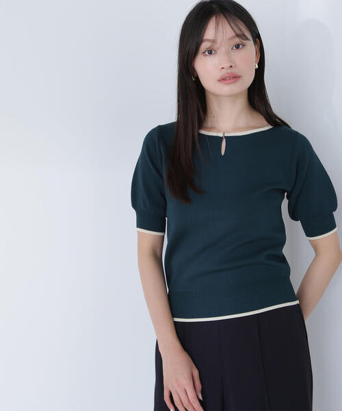 ニット セーター バイカラーメタルポイントニット レディース NATURAL BEAUTY BASIC ニット セーター バイカラーメタル