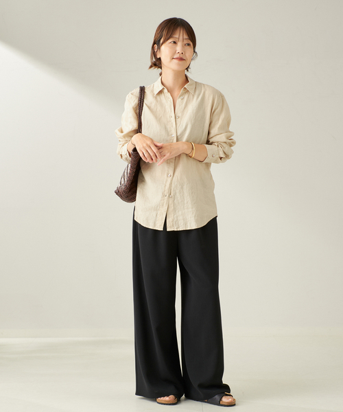 【美品】plage 存在感◎着るだけで気分も上がる神ブラウス　可愛い　リネン plage ブラウス シャツ Garment Dye Linen レディース