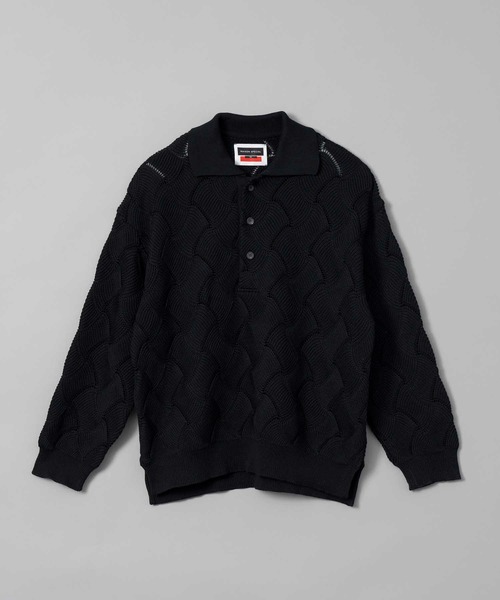 MAISON SPECIAL ブラックポロシャツ MAISON SPECIAL ポロシャツ 「UNISEX」High Twist Pigment