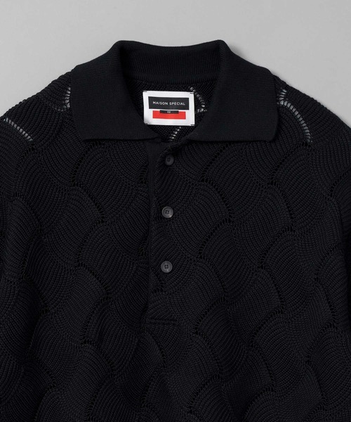MAISON SPECIAL ブラックポロシャツ MAISON SPECIAL(メゾンスペシャル)｜Short Length Polo Shirt