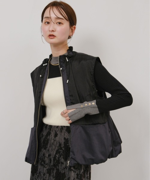 palm RICHE（ポームリシュ） ベスト ジレ 異素材切り替えバルーンヘム