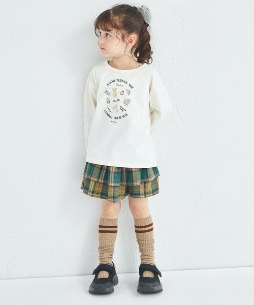 【美品】BAPEKIDS 迷彩柄Tシャツとフリルスカートセット 120cm ニコ☆プチ 】フリルスカパン (130~160cm)(130cm グリーン系): ボトム