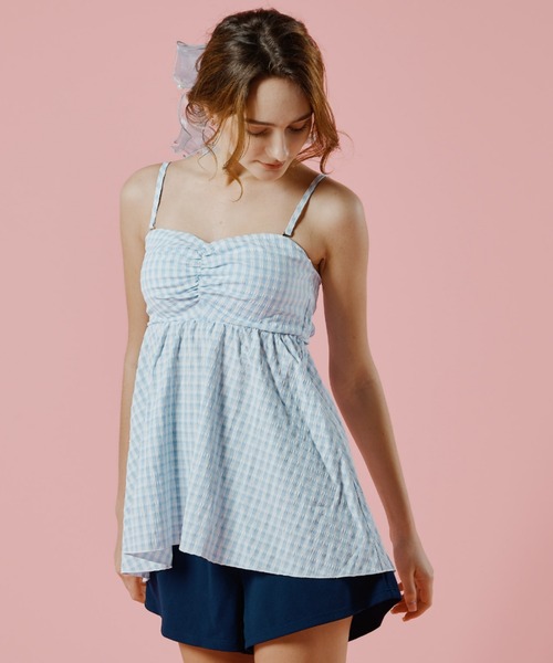 San-ai Resort 三愛水着楽園 水着 「WEB限定」ペプラムチェック3点