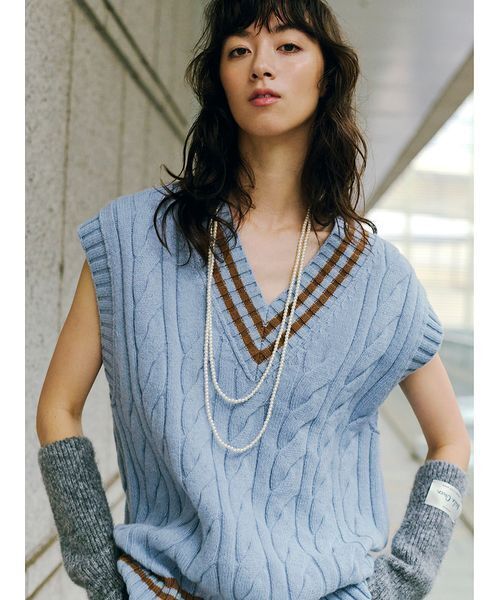 Mila Owen ベスト ジレ チルデンニットベスト レディース