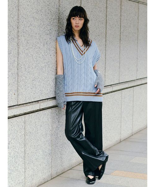 Mila Owen ベスト ジレ チルデンニットベスト レディース