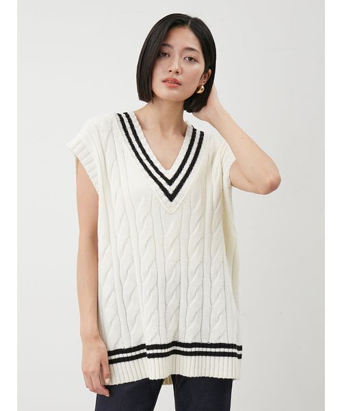 Mila Owen ベスト ジレ チルデンニットベスト レディース
