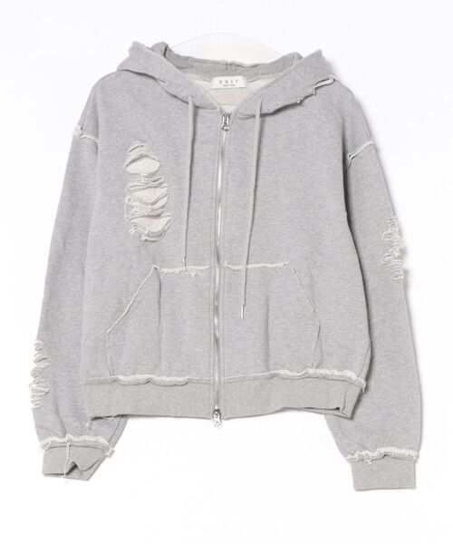 パーカー 「nmtc +」damage cropped zip up hoodie / 「エヌエムティー