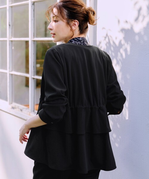 「Tiaclasse」 ジップアップブルゾン M グレイッシュベージュ レディース_画像9