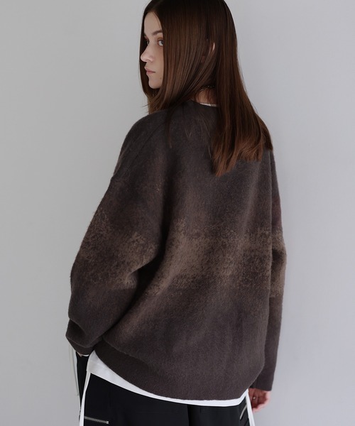 HAI SPORTING GEAR グラデーション カーディガン ウール 黒 SOCCE カーディガン モヘアライクルーズシルエットグラデーション