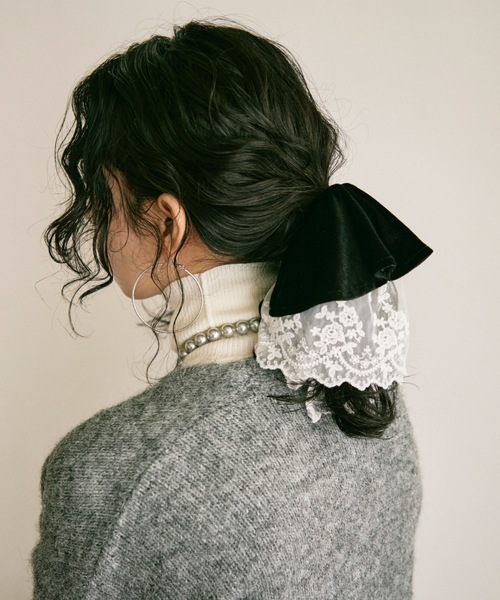 シュシュ Velour lace over scrunchie / ベロアレースオーバーシュシュ