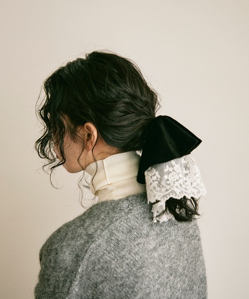 シュシュ Velour lace over scrunchie / ベロアレースオーバーシュシュ