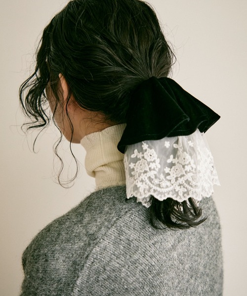 シュシュ Velour lace over scrunchie / ベロアレースオーバーシュシュ