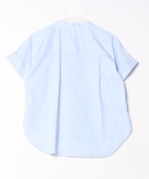 「RHYME」 ストライプ柄半袖ブラウス M ブルー レディース_画像2
