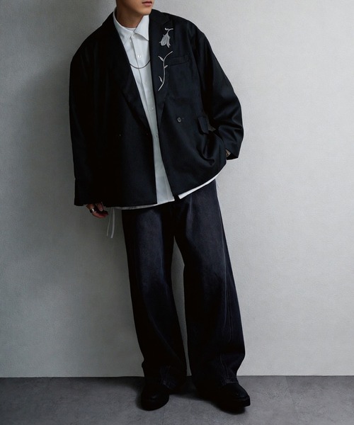 LEONARD　ブラック テーラードジャケット LEONARD FASHION ブラック テーラードジャケット