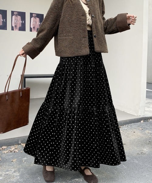 emi+ スカート ドット柄スエードティアードスカート : ZOZOTOWN Yahoo