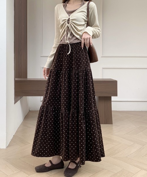 emi+ スカート ドット柄スエードティアードスカート : ZOZOTOWN Yahoo