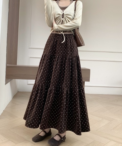emi+ スカート ドット柄スエードティアードスカート : ZOZOTOWN Yahoo