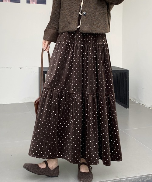 emi+ スカート ドット柄スエードティアードスカート : ZOZOTOWN Yahoo