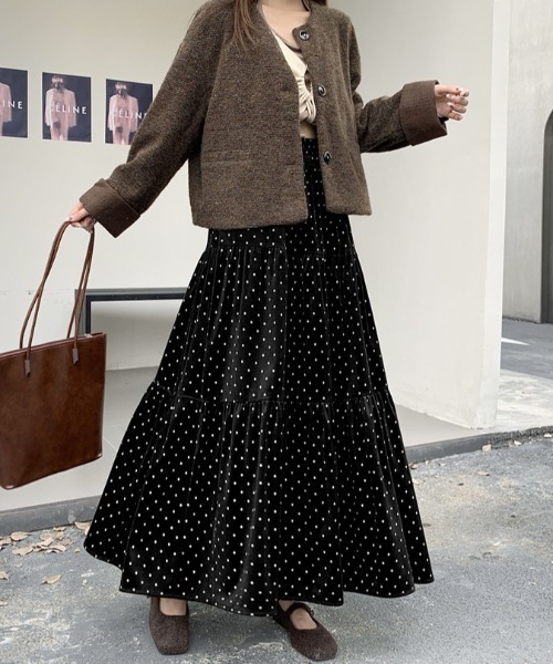 emi+ スカート ドット柄スエードティアードスカート : ZOZOTOWN Yahoo