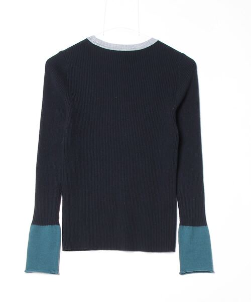 「LANVIN en Bleu」 長袖ニット 38 ネイビー レディース_画像2