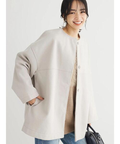 「Green Parks」 「chocol raffine robe」ノーカラーコート FREE ブルー レディース_画像2