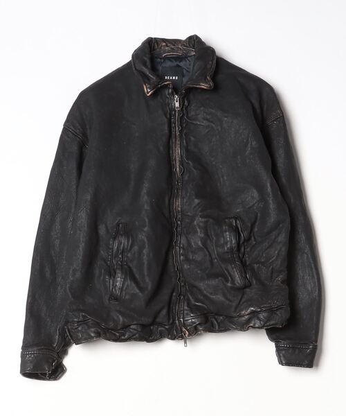 BEAMS 黒レザーオーバーサイズジャケット BEAMS（ビームス） レザーブルゾン SMALL ブラック メンズ : ZOZOTOWN