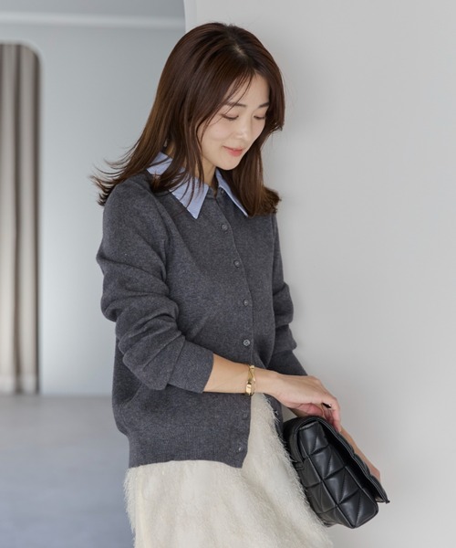 sakishimatokyo カーディガン 異素材切替シャツドッキングニット