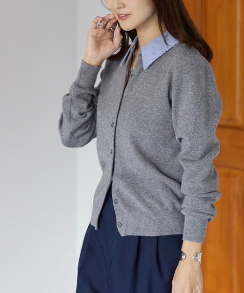 sakishimatokyo カーディガン 異素材切替シャツドッキングニット