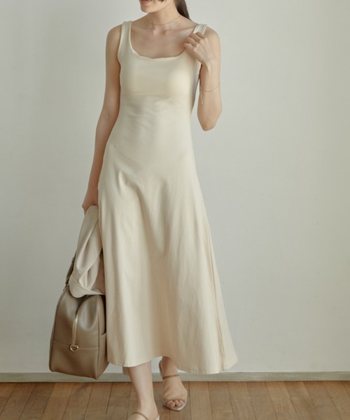 「ACYM」 ノースリーブワンピース FREE ベージュ レディース_画像2