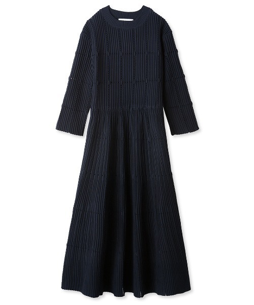 セルフォードワンピース　濃紺ひざ下丈38 スタイルアップ CELFORD（セルフォード） ニットワンピース 38 ネイビー レディース